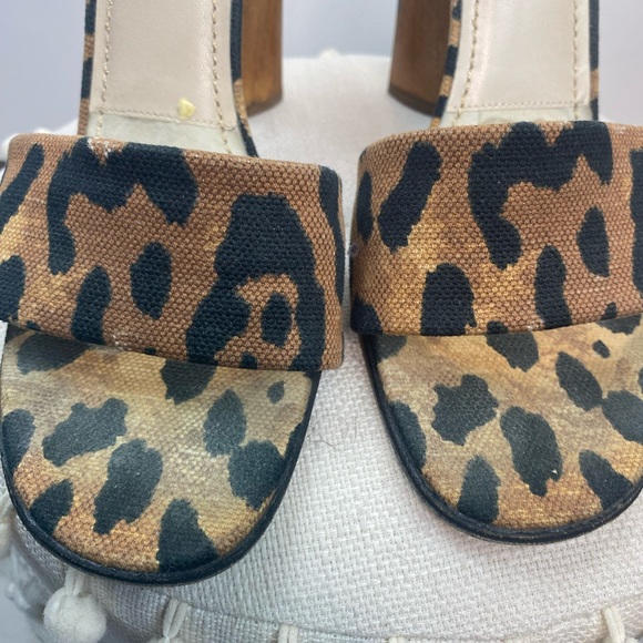 YSL leopard Cloth Mules Wooden Heel 4.5 inch - Picture 6 of 8